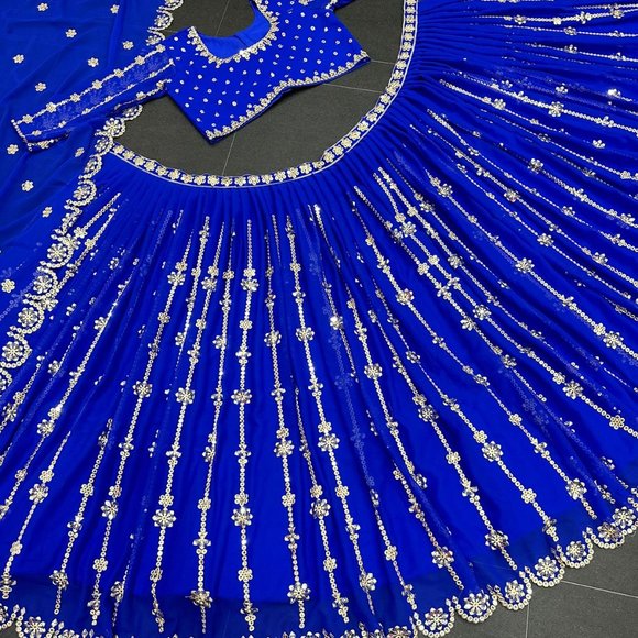 INDIAN WEDDING PAKISTANI WEAR BOLLYWOOD PARTY NEW DESIGNER LEHENGA CHOLI LENGHA - Picture 9 of 9